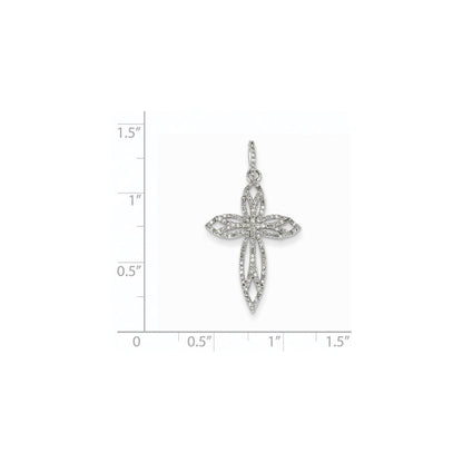 14k White Gold Real Diamond Cross Pendant