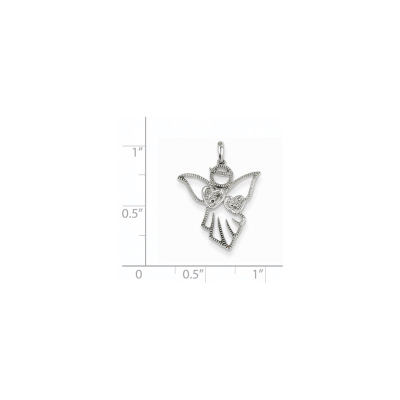14k White Gold Real Diamond Angel Pendant