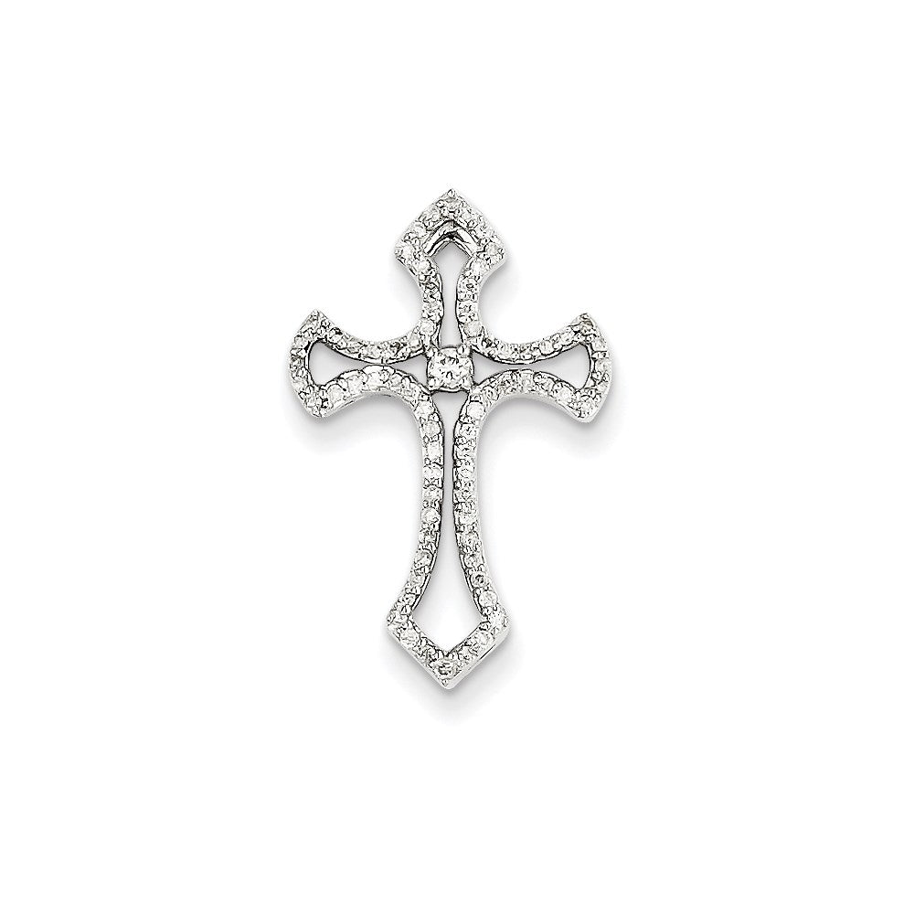 14k White Gold Real Diamond Chain Slide