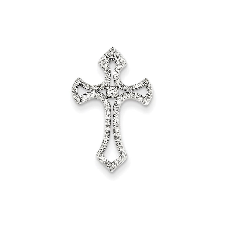 14k White Gold Real Diamond Chain Slide
