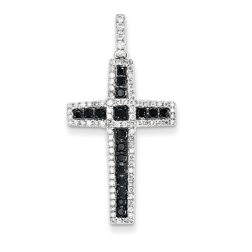 14k White Gold Blk. & Wht. Real Diamond Pendant