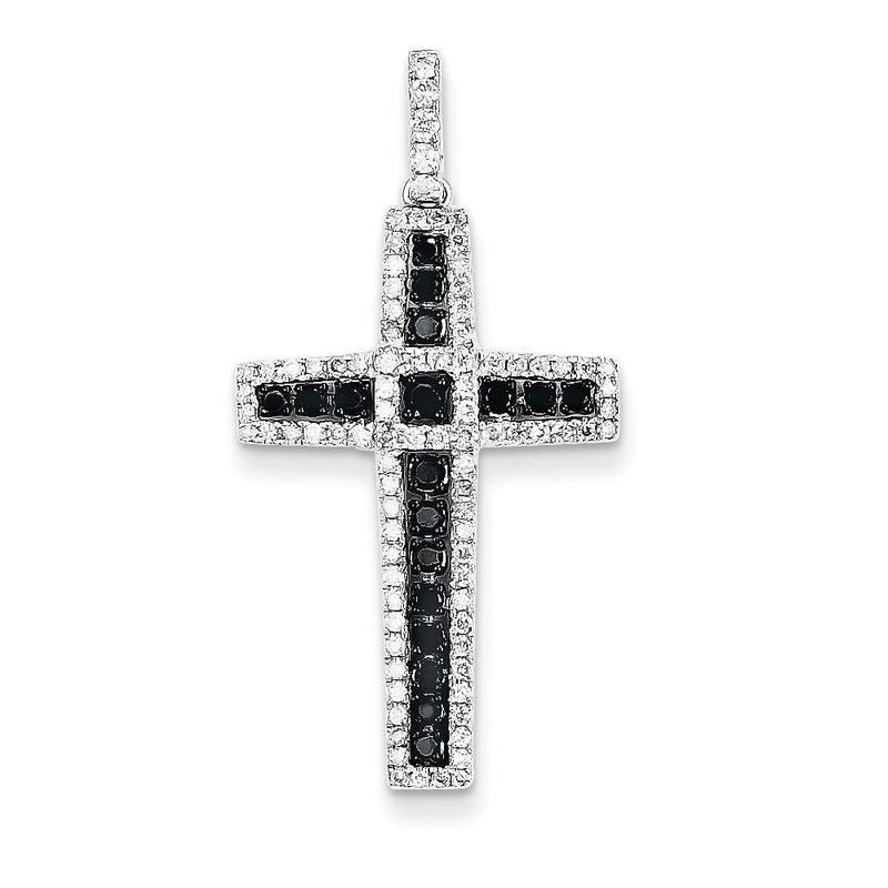 14k White Gold Blk. & Wht. Real Diamond Pendant