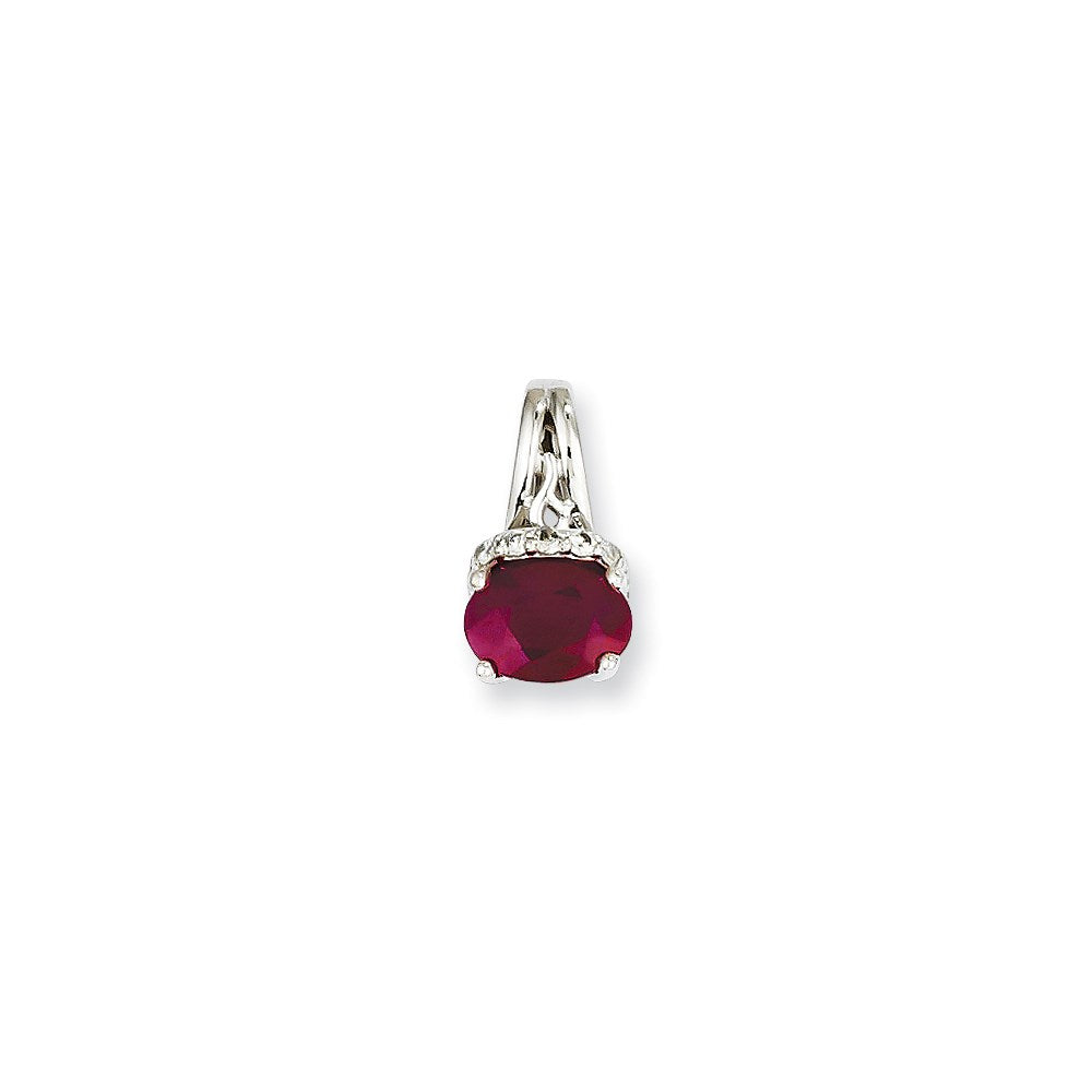 14k White Gold Real Diamond & Ruby Pendant