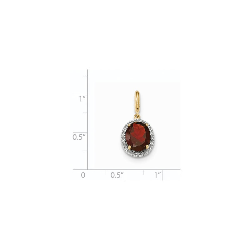 14K Yellow Gold Garnet w/Real Diamond Halo Pendant