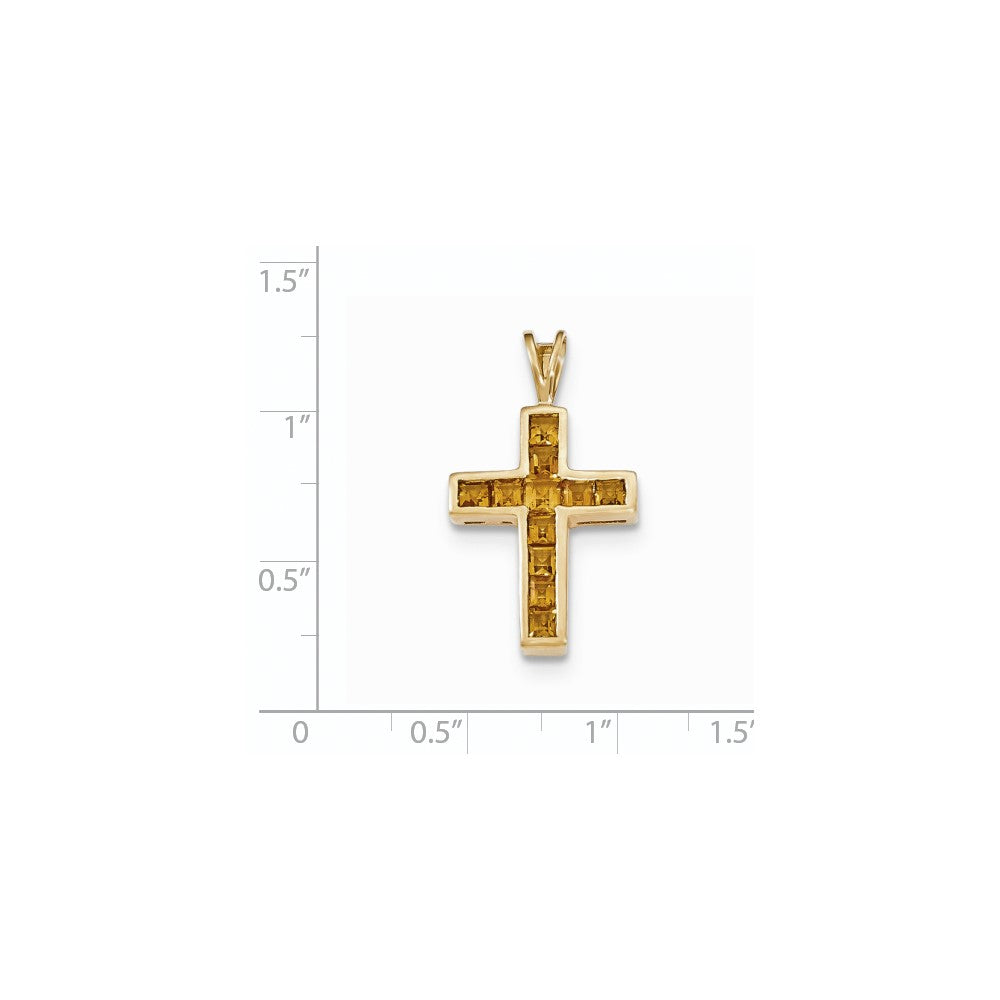 14k Yellow Gold Citrine Cross Pendant