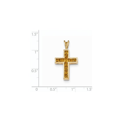 14k Yellow Gold Citrine Cross Pendant