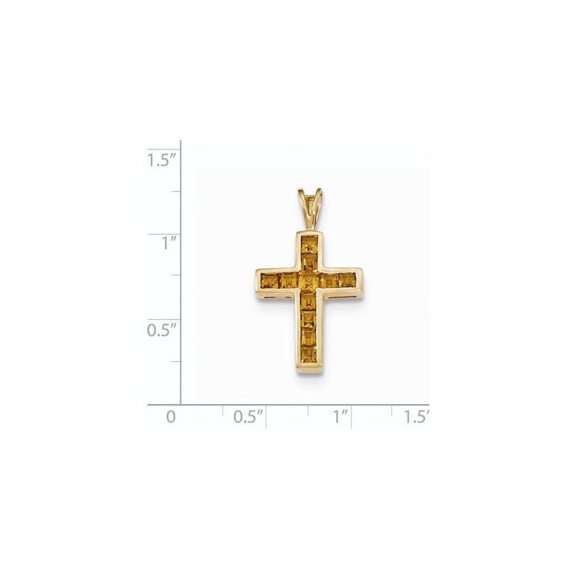 14k Yellow Gold Citrine Cross Pendant