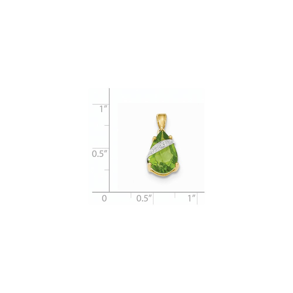 14k Yellow Gold Peridot and Real Diamond Pendant