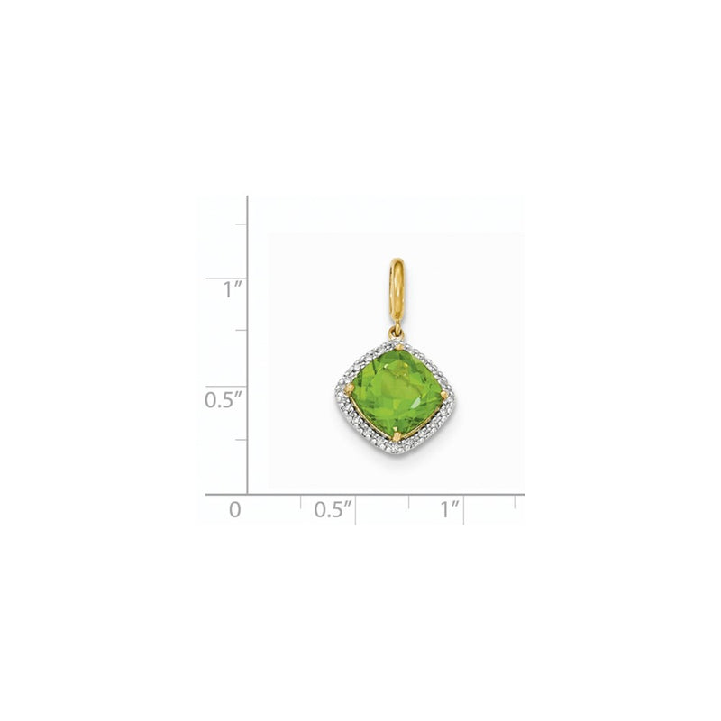 14K Yellow Gold Peridot w/Real Diamond Halo Pendant