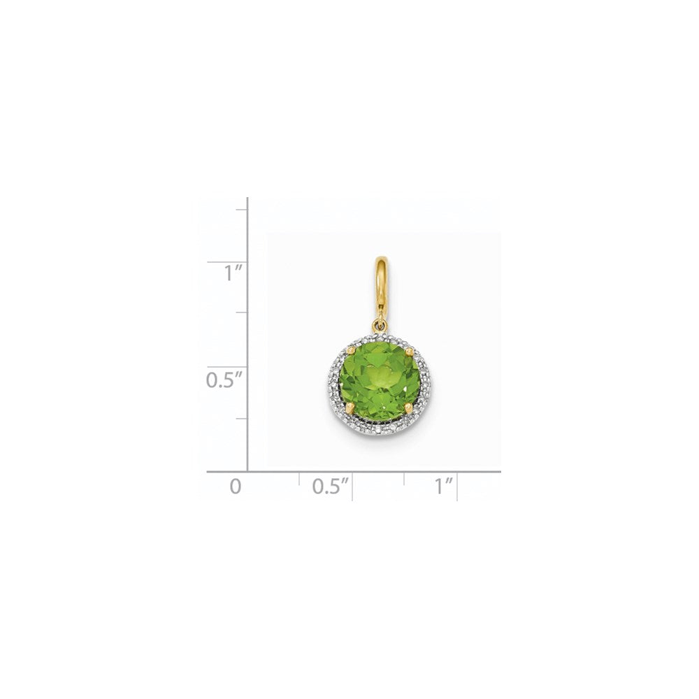 14k Peridot with Diamond Halo Pendant