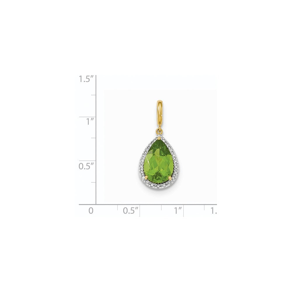 14k Peridot with Diamond Halo Pendant