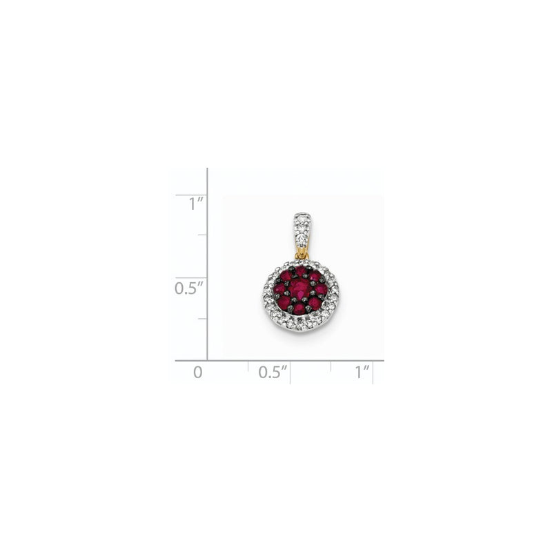 14K Yellow Gold Real Diamond and Ruby Pendant