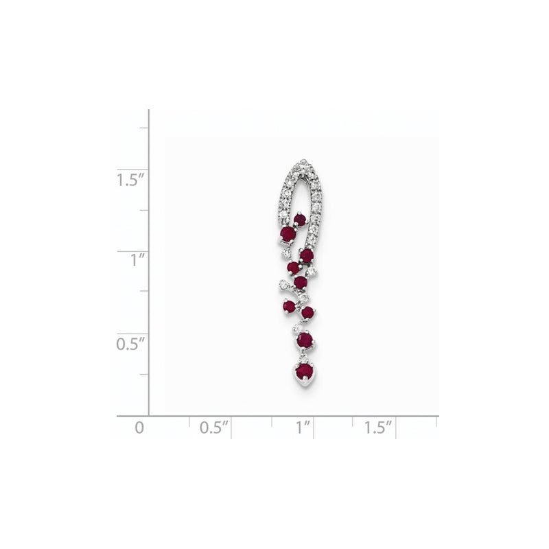 14k White Gold Real Diamond & Ruby Pendant