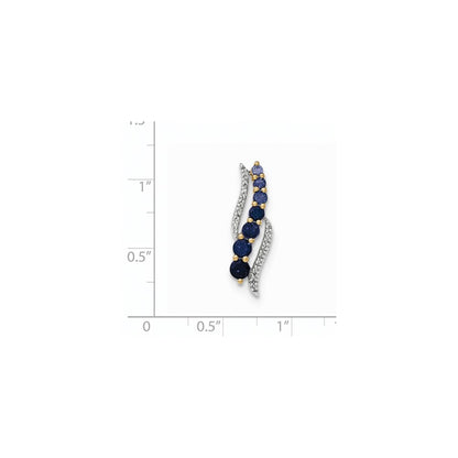 14k Yellow Gold Lab Created Ceylon Sapp/Lab Created Sapp and Real Diamond Pendant
