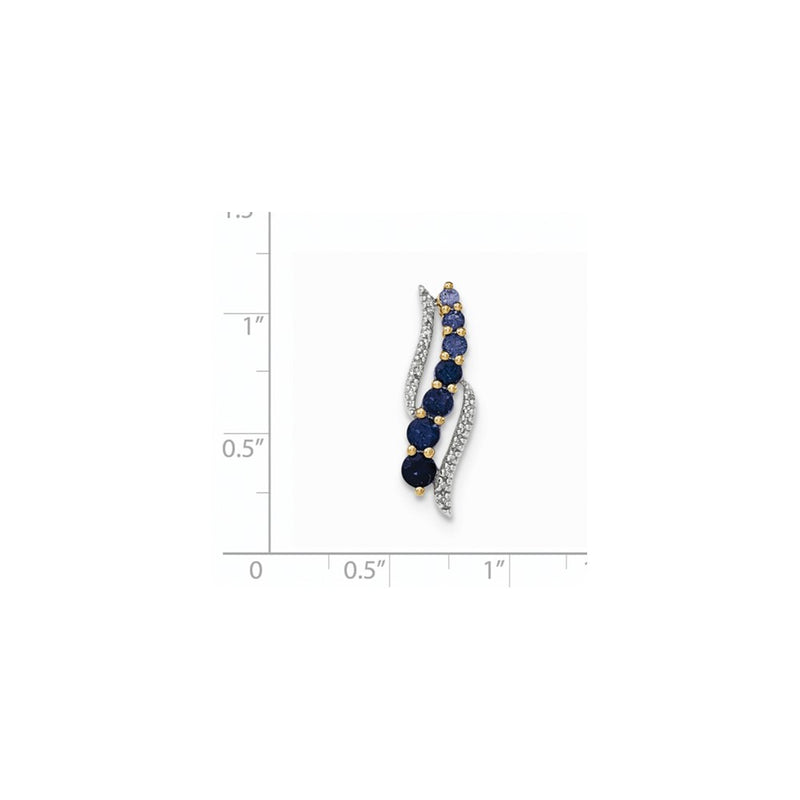 14k Yellow Gold Lab Created Ceylon Sapp/Lab Created Sapp and Real Diamond Pendant