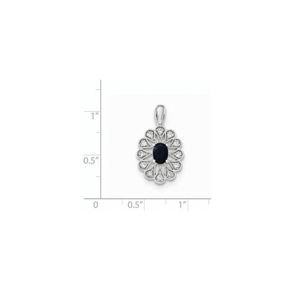 14K White GoldReal Diamond and Sapphire Pendant