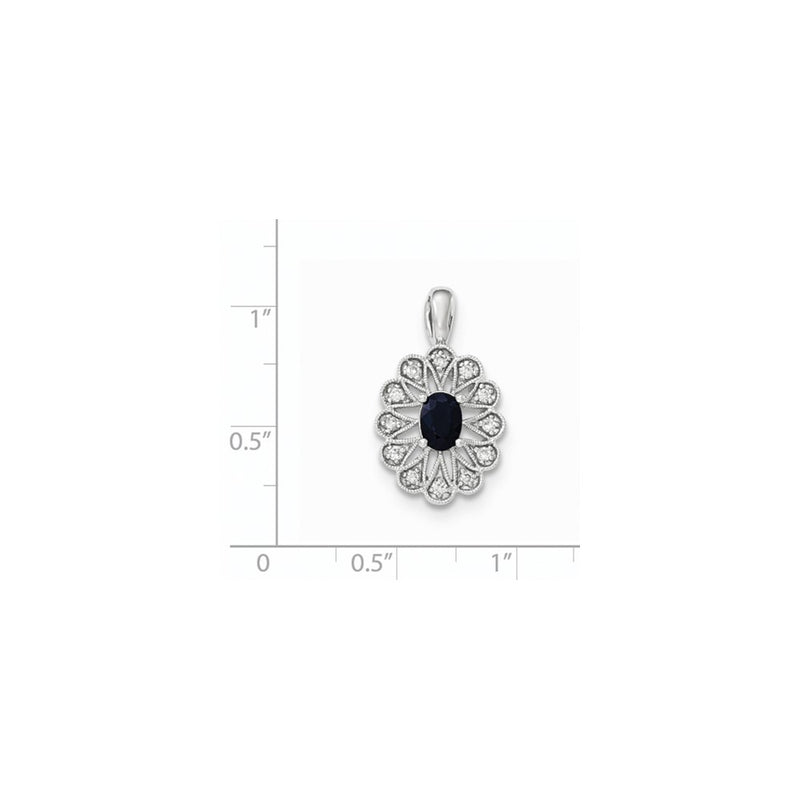 14K White GoldReal Diamond and Sapphire Pendant
