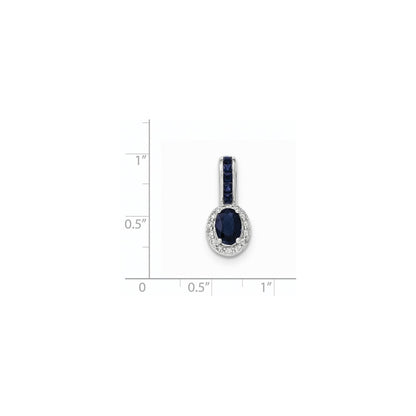 14K White GoldReal Diamond and Sapphire w/Halo Pendant
