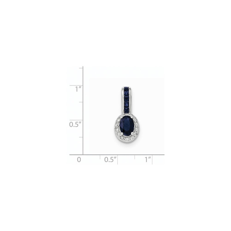 14K White GoldReal Diamond and Sapphire w/Halo Pendant