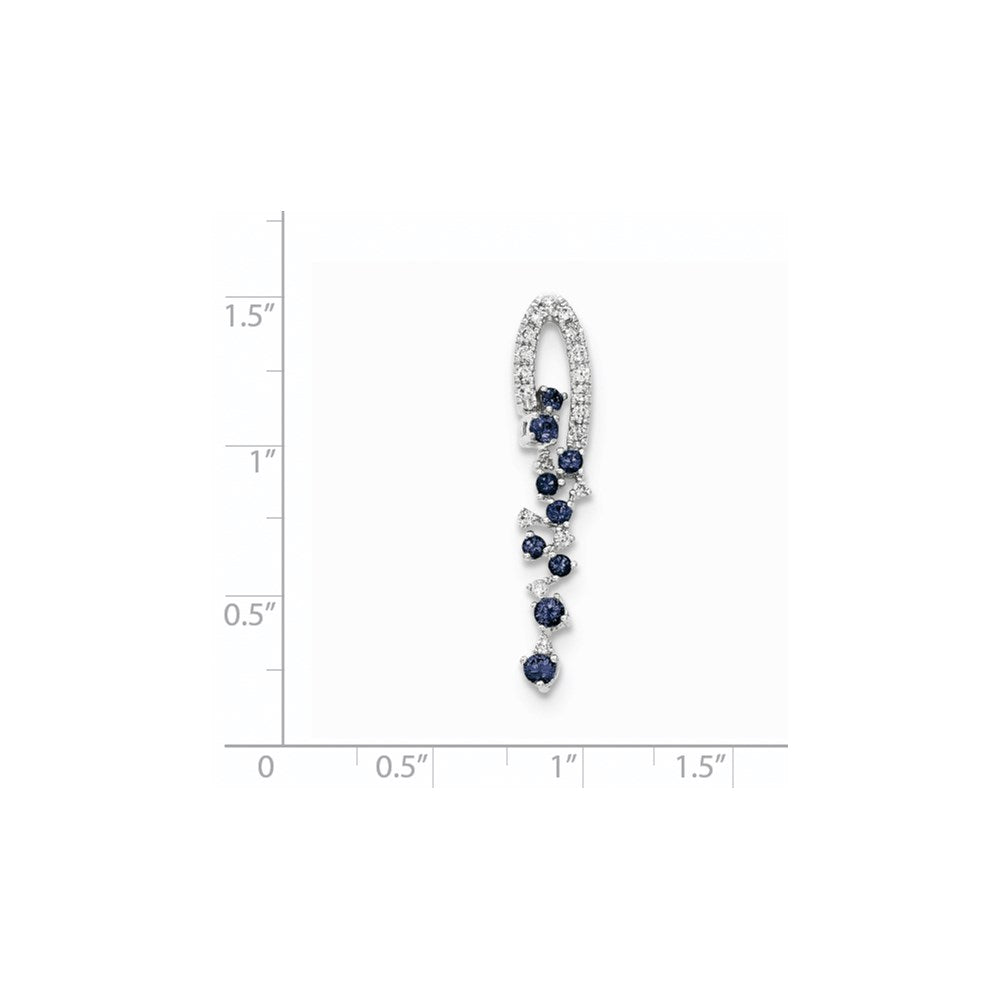 14k White Gold Diamond and Sapphire Pendant