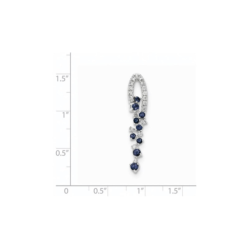 14k White Gold Diamond and Sapphire Pendant