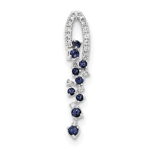 14k White Gold Diamond and Sapphire Pendant