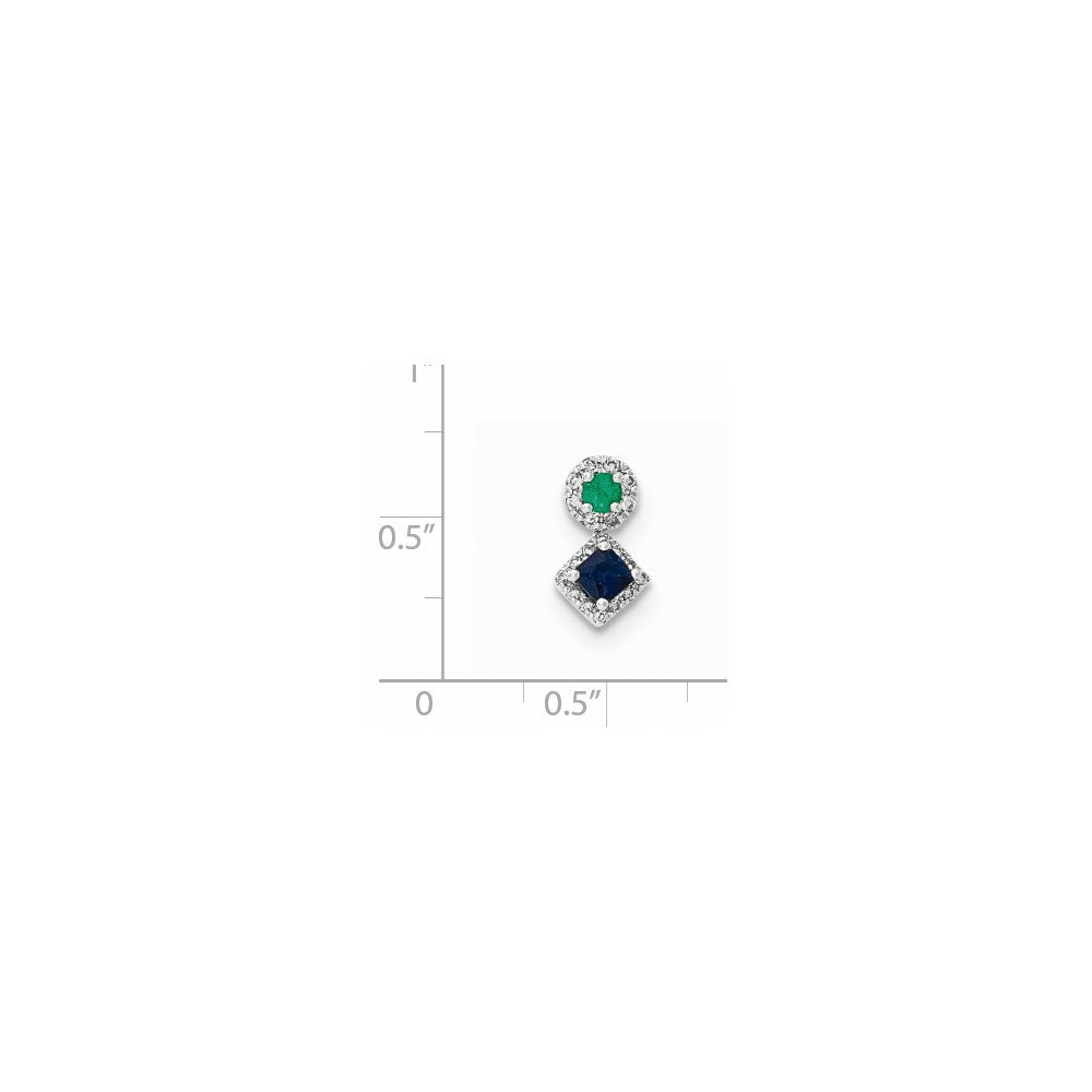 14k white gold real diamond sapphire emerald pendant xp4538 aa