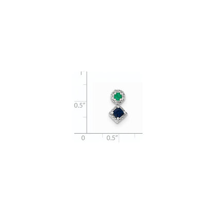 14k white gold real diamond sapphire emerald pendant xp4538 aa