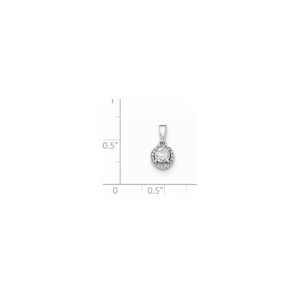 14kt White Gold Polished Round Real Diamond Pendant