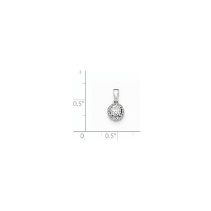 14kt White Gold Polished Round Real Diamond Pendant