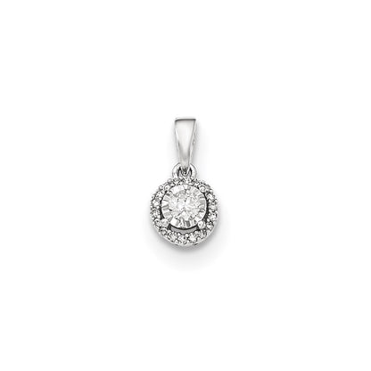 14kt White Gold Polished Round Real Diamond Pendant