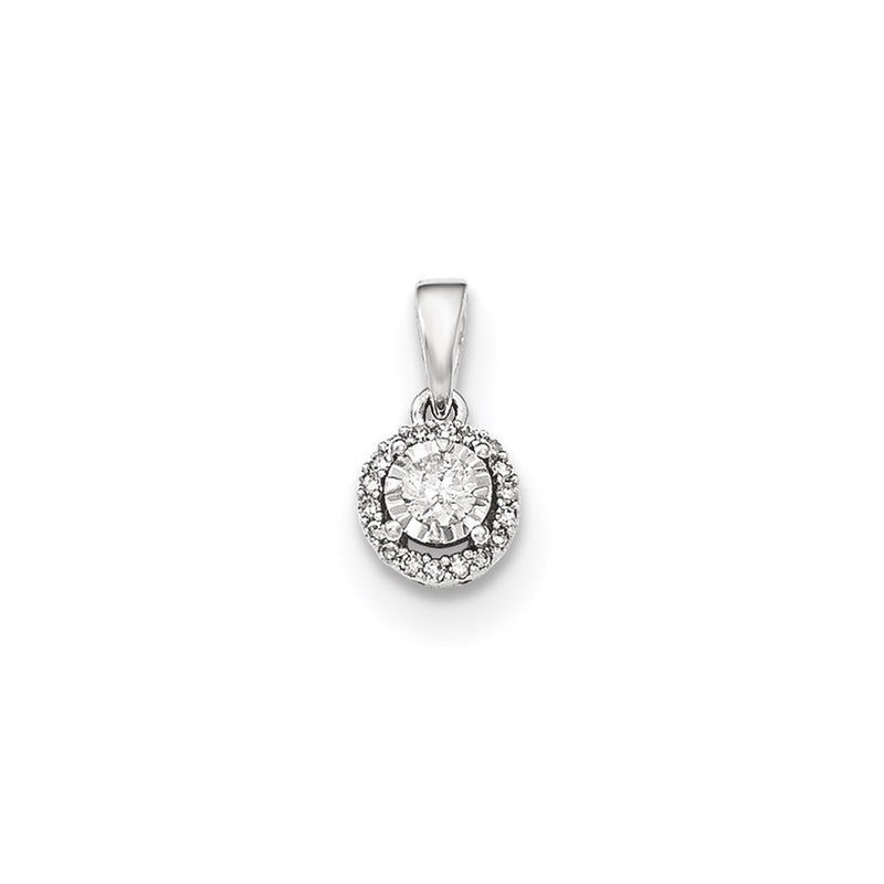 14kt White Gold Polished Round Real Diamond Pendant