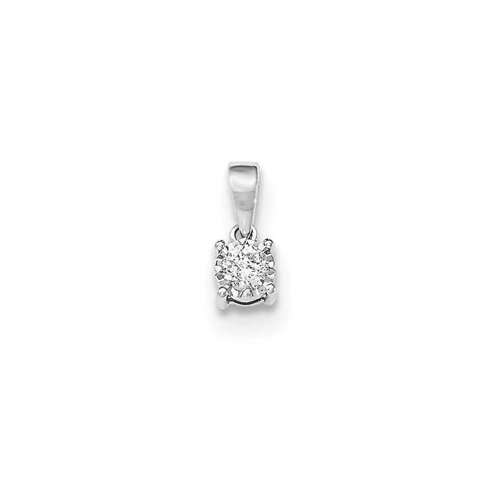 14kt White Gold Polished Round Real Diamond Pendant