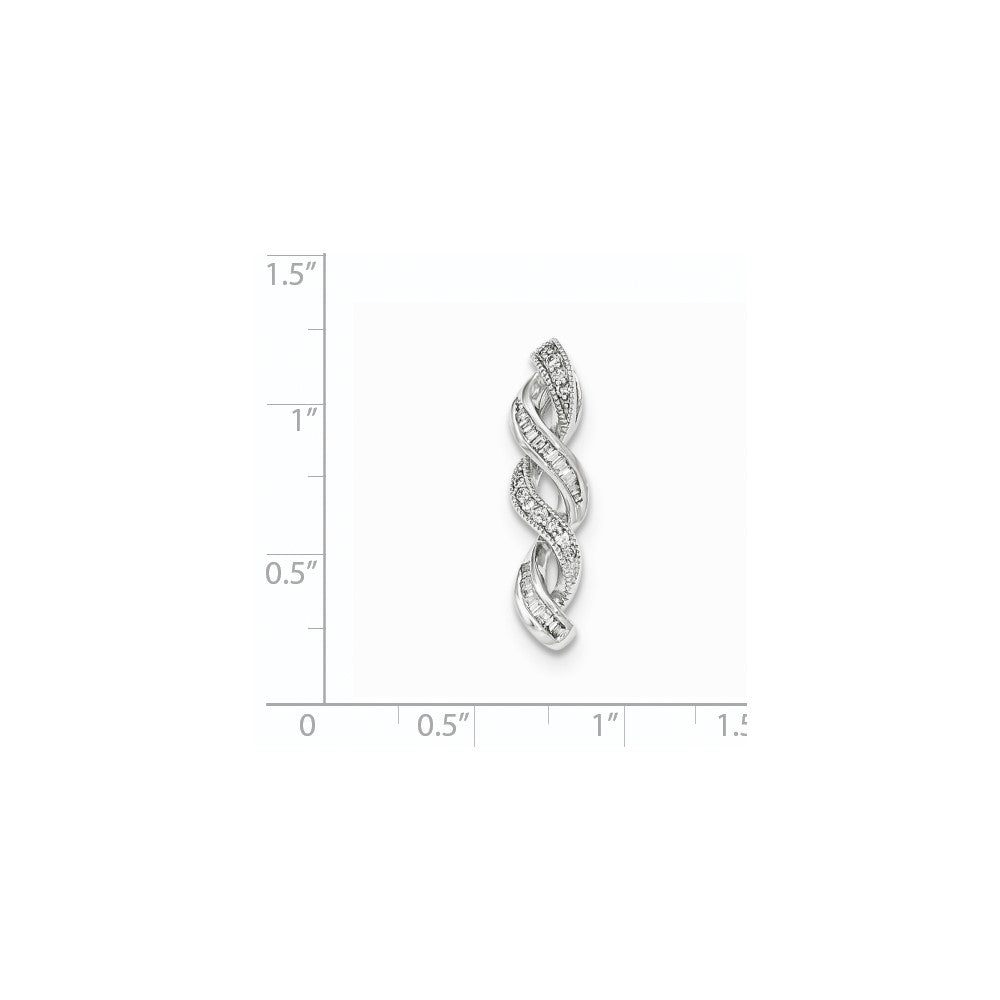 14k White Gold Real Diamond Chain Slide