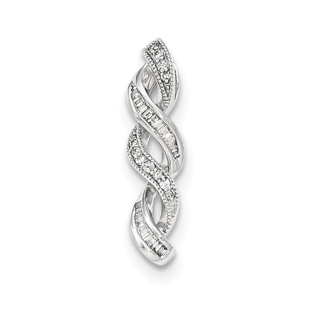 14k White Gold Real Diamond Chain Slide