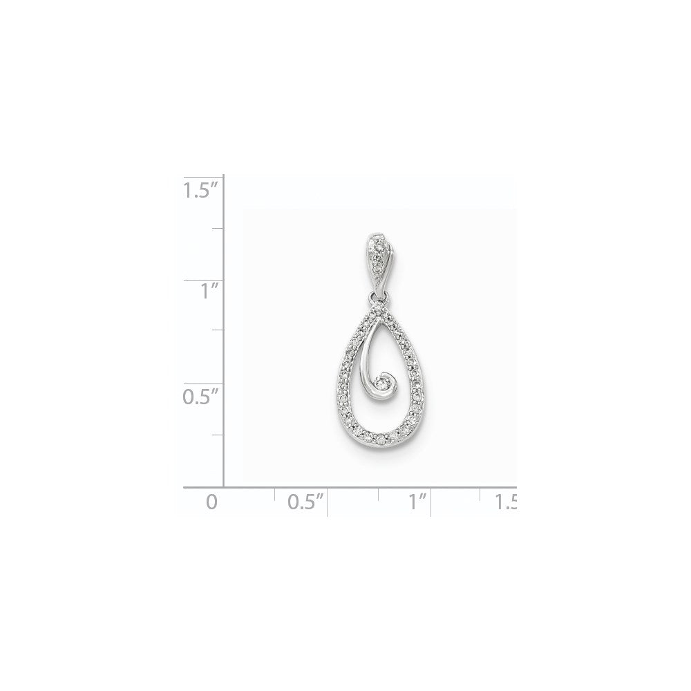 14K White Gold Polished Real Diamond Pendant