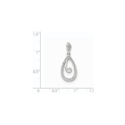 14K White Gold Polished Real Diamond Pendant