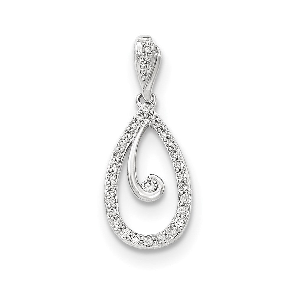 14K White Gold Polished Real Diamond Pendant