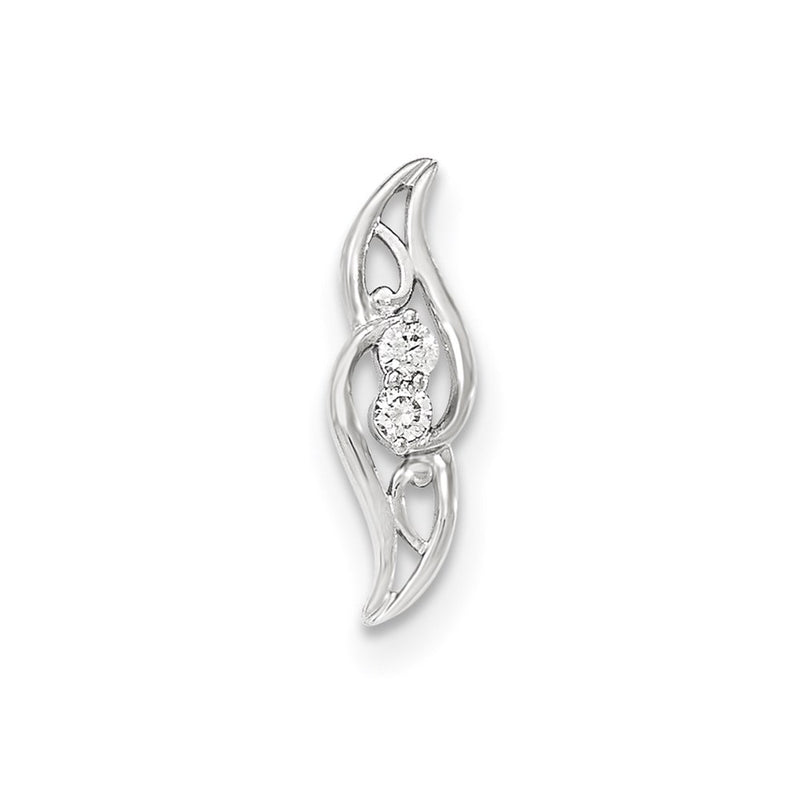 14k White Gold Polished Real Diamond Chain Slide Pendant