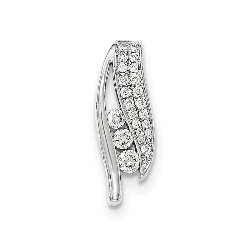 14K White Gold Real Diamond Chain Slide
