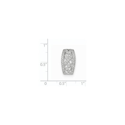 14K White GoldReal Diamond Openwork Leaves w/Milgrain Pendant