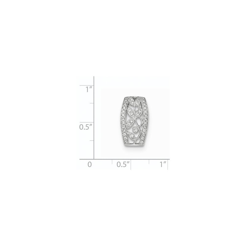 14K White GoldReal Diamond Openwork Leaves w/Milgrain Pendant