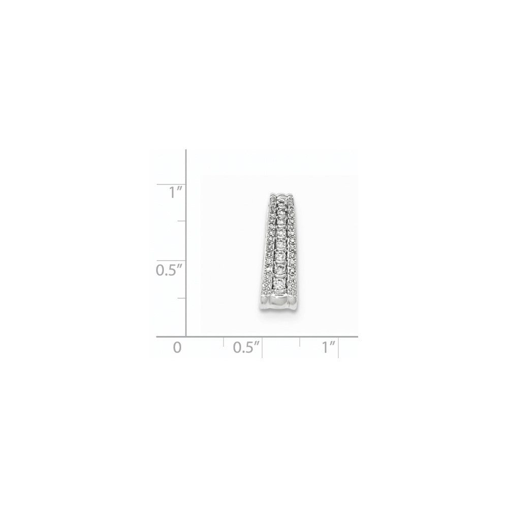 14k White Gold Polished Real Diamond Chain Slide Pendant