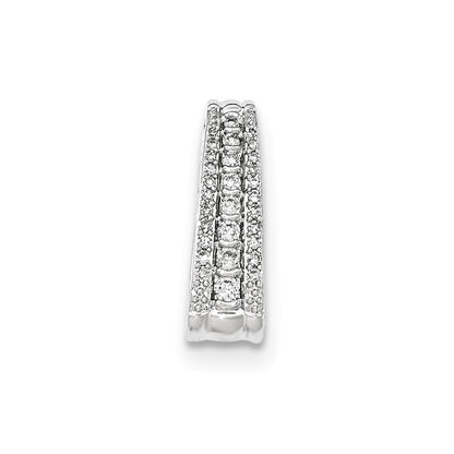 14k White Gold Polished Real Diamond Chain Slide Pendant