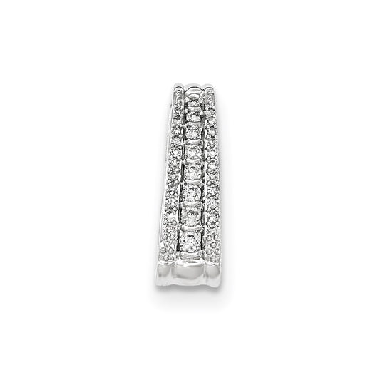 14k White Gold Polished Real Diamond Chain Slide Pendant