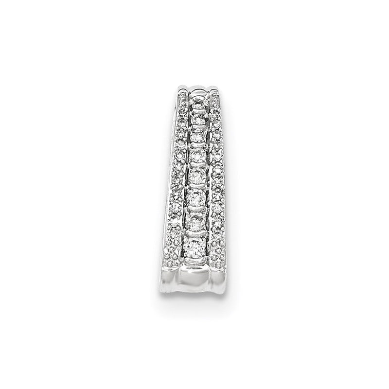 14k White Gold Polished Real Diamond Chain Slide Pendant