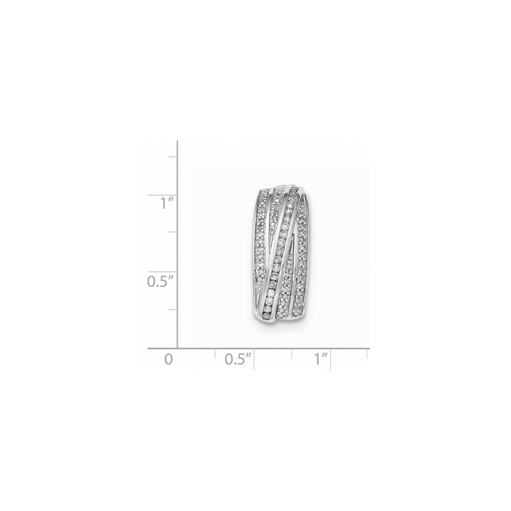 14K White Gold Real Diamond Polished Chain Slide Pendant
