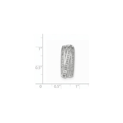 14K White Gold Real Diamond Polished Chain Slide Pendant