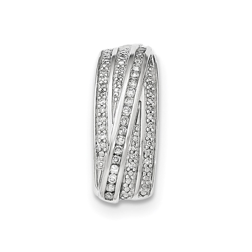 14K White Gold Real Diamond Polished Chain Slide Pendant