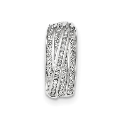 14K White Gold Real Diamond Polished Chain Slide Pendant